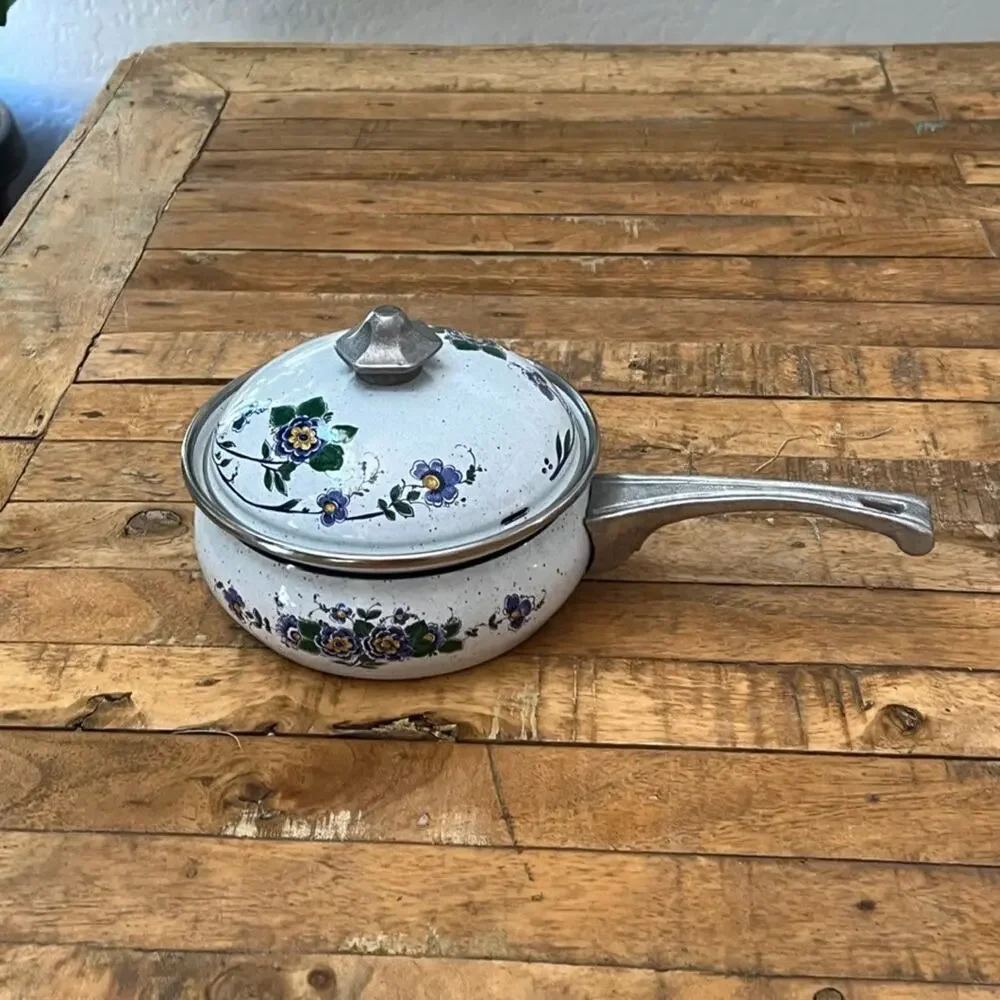 Vintage Asta Germany Enamel Cookware Saucepan t 6.5